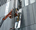 Installing glass at the Hilton hotel in Manchester