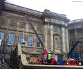 URW-095 mini spider crane lifting stone columns in Liverpool